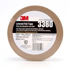 3M™ Aluminum Foil Tape 3380, Silver, 48 mm x 45 m, 3.25 mil, 24 rolls
per case