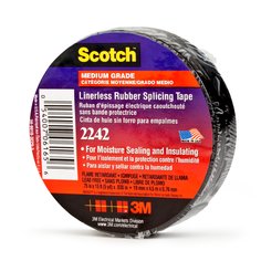 3M™ Linerless Electrical Rubber Tape 2242, 3/4 in x 15 ft, 1 in core,
Black, 1 roll/carton, 24 rolls/case