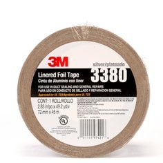 3M™ Aluminum Foil Tape 3380, Silver, 72 mm x 45 m, 3.25 mil, 16 rolls
per case