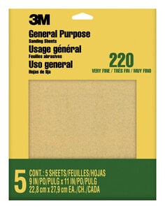 3M™ Aluminum Oxide Sandpaper Very Fine, 9000NA, 9 in x 11 in, 5/pk