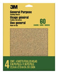 3M™ Aluminum Oxide Sandpaper Coarse, 9003NA, 9 in x 11 in, 4/pk