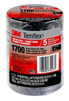 3M™ Temflex 1700 Vinyl Electrical Tape, 1700-5PK-BB6